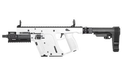 VECTOR SDP SB Enhanced, Alpine White, 10MM, 6.5'' Threaded Barrel, KRISS Recoil Mitigation System, DEFIANCE Front and RearFolding Sights, SB Tactical SBA3 Collapsible Brace, KRISS Folding Adapter, 3 Lug Adapter, Mini Handguard, Short Rail Section, 1 - 15