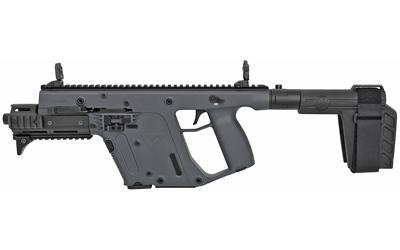 VECTOR SDP SB Enhanced, Combat Grey, 6.5'' threaded barrel, KRISS recoil mitigation system, DEFIANCE folding sights, SB Tactical SBX-K brace, KRISS Folding Adapter, thread protector, mini handguard, short rail section, 1 magazine, cleaning kit, user manu