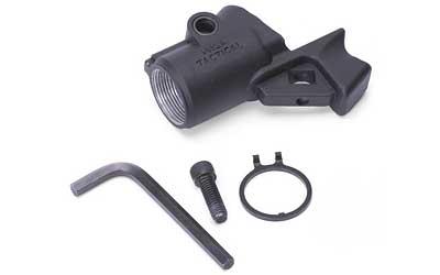 LEO Telescoping Stock Adapter, Fits Mossberg 500, Replaces factory stock to allow attachment of telescoping stock tube, AR15 Grip, and Quick Detatch Sling Swivel, Black Finish 93170