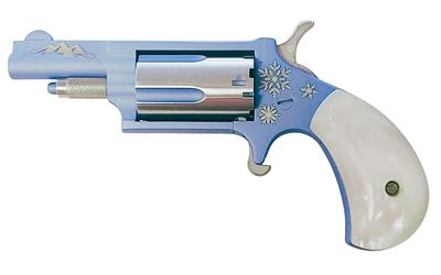 Winter Edition, Single Action, Revolver, 22 WMR, 1 5/8" Brrel, Polar Ice Blue Cerakote Finish, Snowflake Engraving on Left Side, Mountain Engraving Both Sides Of Barrel, White Pearlite Grips, Includes DeSantis Black Crossdraw Holster, Limited To 1,000, 5