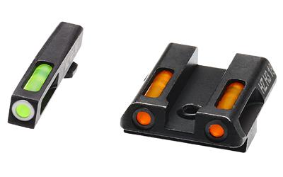 LiteWave H3 Tritium/Litepipe Night Sights, Fits Glock 42/43, Green Front w/White Front Ring, Orange Rear GLN421