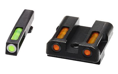 LiteWave H3 Tritium/Litepipe Night Sights, Fits Glock 45/10mm, Green Front w/White Front Ring, Orange Rear GLN429