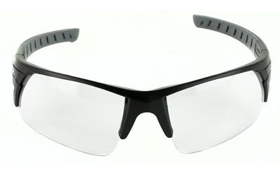 Blast FX Glasses, Ballistic Rated, Dual Molded Temple Arms, Enhanced Clarity Lens, Black and Gray/Clear BL0110CS