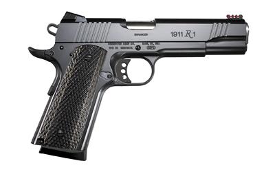 R1, Enhanced, 1911, Semi-automatic, Metal Frame Pistol, Full Size, 45 ACP, 5" Barrel, Steel, Oxide Finish, Black, Laminate Grips, Fiber Optic Front/Adjustable Rear, Grip Safety, 8 Rounds, 2 Magazines R96328