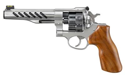 Super GP100, Revolver, Single/Double Action, Full Size, 9MM, 6" Cold Hammer Forged Barrel, Stainless Steel Frame, Hogue Wood Grips, 8Rd, 3 Moon Clips, Fiber Optic Front Sight, Adjustable Rear Sight 5066