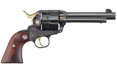 Vaquero, Revolver, Single Action, 357 Magnum, 5.5" Barrel, Steel Frame, Color Case Hardened, Gold PVD Hammer and Trigger, Walnut Grips, 6Rd 05164