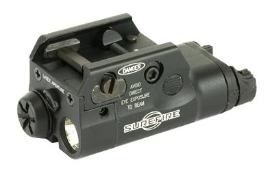 Surefire XC2-A Compact Pistol Light with Laser, 5Mw, 635 nM, Red Laser, Wedge Lock Universal/Picatinny Rail Mount, 200 Lumens, One AAA Battery, Type 3 Anodized Aluminum, Black