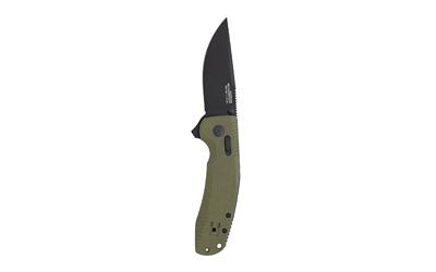 SOG-TAC XR, Folding Knife, 3.39" Straight Clip Point, Olive Drab Green G10 Handle, D2 Steel, Black Titanium Nitride Finish, Black SOG-12-38-02-41