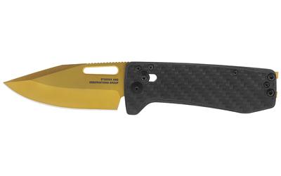 Ultra XR, Folding Knife, 2.8" Straight Clip Point, Black Carbon Fiber Handle, S35VN Steel, Titanium Nitride Finish, Gold SOG-12-63-02-57