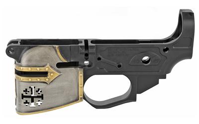 Rare Breed Crusader with Painted Helmet, Semi-automatic, Stripped Lower, 223 Rem/556NATO, Crusader Distressed Finish/Black, CNC Machined from 7075 Billet Aluminum STLB600-PCH