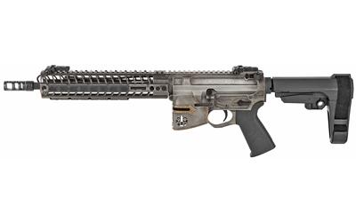 Rare Breed Crusader, Semi-automatic AR Pistol, 223 Rem/556NATO, 11.5" Barrel, Aluminum Frame, Distressed Cerakote Finish, SB Tactical SBA3 Pistol Stabilizing Brace, 10" M-LOK Rail and R2 Brake, S.T. Billet Sights, Jeweled Mil-Spec Trigger, Spikes Pro Gri