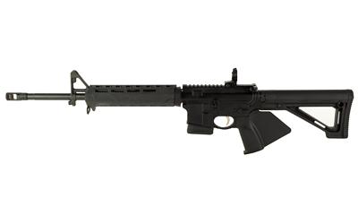 SAINT 5.56, Semi-automatic, AR, 223 Remington/556NATO, 16" Barrel, 1:8 Twist, Muzzle Brake Included, Black, Magpul Fixed Stock, Strike Industries Featureless Grip, Mid-Length Gas System, 6lbs 10oz, Flip Up Rear, 10 Rounds, 2 Magazines, Includes HEX Drago