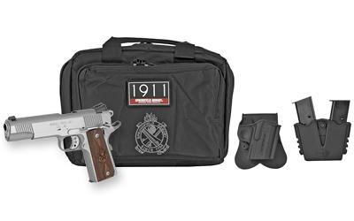 1911 Loaded, 45ACP, 5" Stainless Match Grade Barrel, Forged Stainless Steel Slide and Frame, Cocobolo Grips, 3-Dot Low Profile Combat Sights, Ambidextrous Safety, 7Rd, California Compliant, Instant Gear Up Includes 5 Magazines, Range Bag, Hard Case, Hols