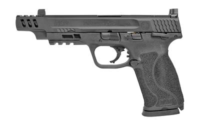 M&P 2.0, Performance Center, Ported C.O.R.E., Striker Fired, Semi-automatic, Polymer Frame Pistol, Full Size, 45 ACP, 5.6" Ported Barrel, Armornite Finish, Black, Interchangeable Back Straps, Optic Height White Dot Sights, Manual Thumb Safety, 10 Rounds,