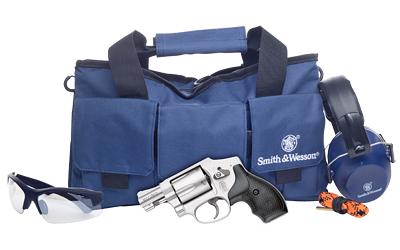 642, Revolver, Small Frame, 38 Special, 1.875", Alloy, Stainless, Rubber, 5Rd, Range Kit (S&W Pro Tac Single Handgun Case, M&P Super Cobra Frame Glasses with Case, S&W Passive Hearing Protection, Pull Through Cleaner), Right Hand, 15oz, Integral Locking