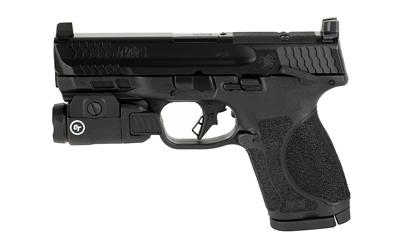 M&P 2.0, Striker Fired, Semi-automatic, Polymer Frame Pistol, Compact, 9MM, 4" Barrel, Armornite Finish, Black, Optic Height Sights, Optics Ready, Thumb Safety, Flat Face Trigger with Integrated Trigger Safety, 15 Rounds, 2 Magazines, Crimson Trace Rail