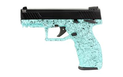 TX22, Semi-automatic, Striker Fired, 22 LR, 4" Barrel, Matte Finish, Cyan Splatter, Polymer, Blade Front/Adjustable Rear 16 Rounds, 2 Mags, Manual Safety 1-TX22141SP4