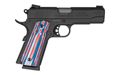 1911 Comander, Semi-automatic, 45 ACP, 4.25" Barrel, Steel Frame, Stars and Stripes with Agressive Texture Grips, 8Rd, 1 Mag, Novak Drift Adjustable Sights Stars and Stripes