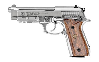 PT92, 9MM, 5" Barrel, Stainless Frame, Brazilian Walnut Wood Grips, Drift Adjustable Rear Sight, 2 Magazines, 17Rd 1-920159-17OW