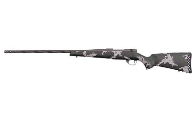 Vanguard, Talon, Bolt Action Rifle, 300 Weatherby Magnum, 28" Fluted Barrel, Muzzle Brake, Cerakote Finish, Graphite Black, Peak 44 Blacktooth Carbon Fiber Stock, Green and White Spinge Pattern, 3 Rounds, Hinged Floorplate Bottom Metal VTE300WR8B