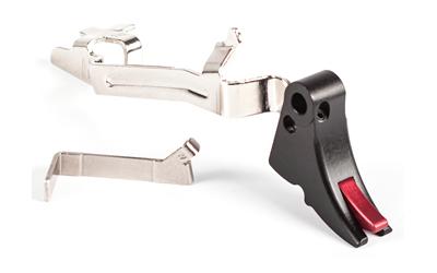 Fulcrum Trigger Bar Kit, Adjustable 2-6 lbs, Large, Fits Glock Gen 1-3, Black w/ Red Safety, Includes Zev PRO Connector FUL-ADJ-BAR-LG-B-R