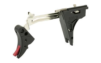 Fulcrum Drop in Trigger, Ultimate Kit, Adjustable 2-6 lbs, Fits Glock 40SW Gen 4, Black w/ Red Safety FUL-ADJ-ULT-4G40-B-R