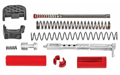 Zev Upper Parts Kit, 9MM, ZEV Skelotonized Firing Pin, ZEV 2lb Firing Pin Spring, ZEV Polished FPS, ZEV FPS Lightened Spring, ZEV Aluminum Backplate, Extractor, Extractor Spring and Plunger PK-UPPER-9