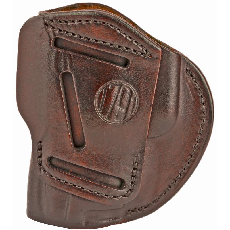 4 Way Holster, Leather Belt Holster, Right Hand, Signature Brown, Fits Glock 17 19 22 23 & S&W MP9/MP40/MP45, Size 5 4WH-5-SBR-R