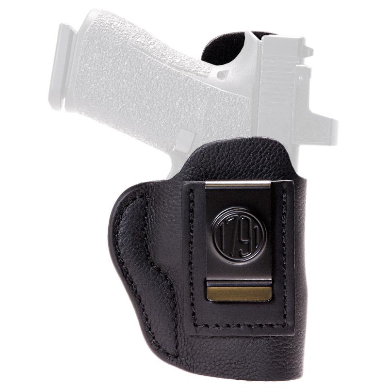 Smooth Concealment, Inside Waistband Holster, Optics Ready, Light Bearing, Size 3, For  Glock 42/43/43X, Cow Hide, Leather Construction, Black, Right Hand OR-LB-SCH-3-NSB-R