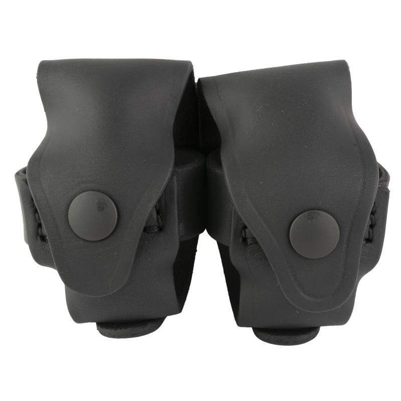 Revolver Double Carrier Speed Loader, Outside Waistband Belt Carrier, Fits Most J and K-Frame Speed Loaders, Steer Hide, Stealth Black, Ambidextrous RV-SLD-SBL-A