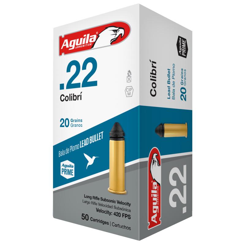 Aguila Colibri Quiet Ammunition .22 Long Rifle 20 Grain Solid Point 10 boxes of 50