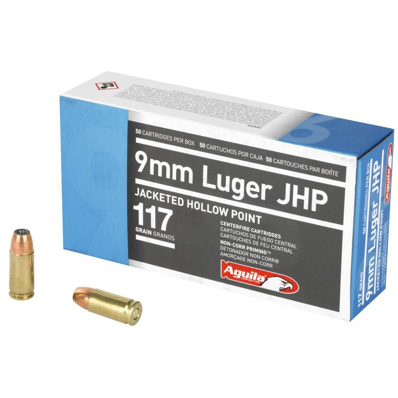 Pistol, 9MM, 117Gr, Jacketed Hollow Point, 50 Round Box 1E092112