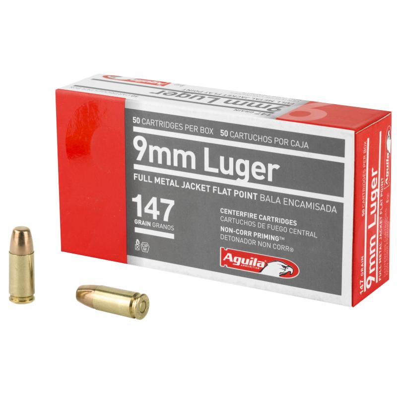 9MM, 147 Grain, Full Metal Jacket Flat Point, 50 Round Box 1E097719