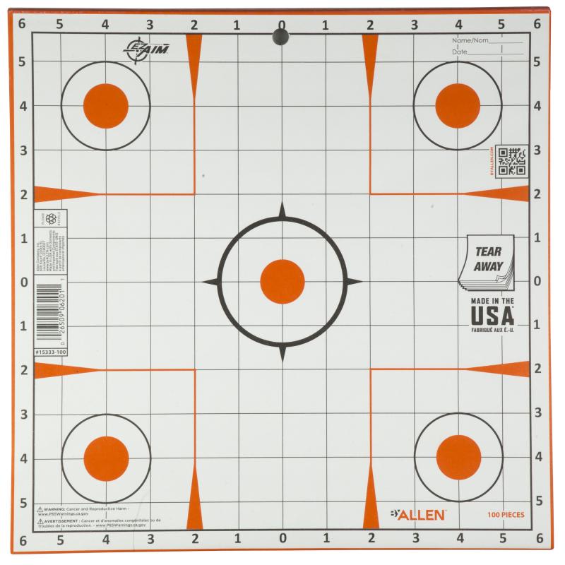 EZ AIM Adhesive, Bullseye, 12"x12", 100 Pack, White and Orange 15333-100