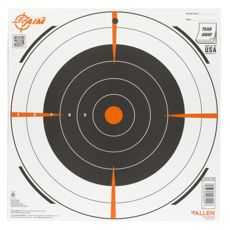 EZ AIM Adhesive, Bullseye, 12"x12", 100 Pack, White and Orange 15334-100