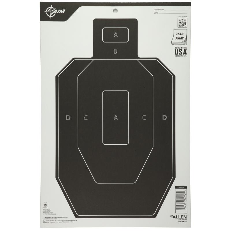 EZ AIM Adhesive, IPSC, 12" x 18", 50 Pack, Black and White 15551-50