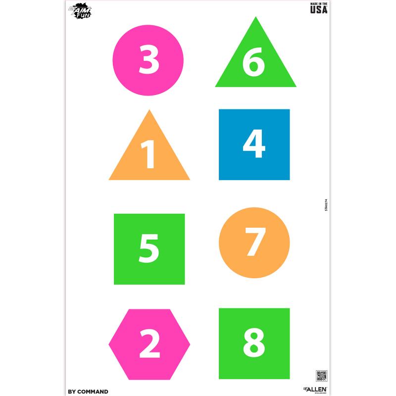 Fun Group EZ Aim, Paper Targets, 8 Pack, 12"X18", Assorted Colors 15643