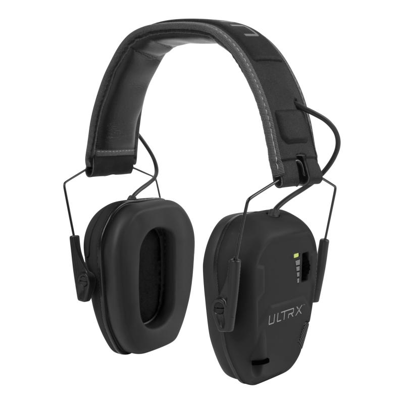 ULTRX Bionic E-Muff, Electronic Earmuff, NRR 22dB, Rubberized Protective Coating, Midnight Gray 4108