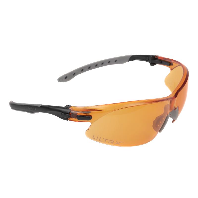 ULTRX Safety Glasses, Keen, Anti-fog/Anti-scratch, Black/Amber Frame, Amber Lens 4141
