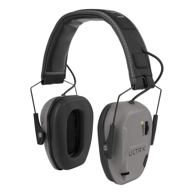 ULTRX Bionic E-Muff, Electronic Earmuff, NRR 22dB, Rubberized Protective Coating, Cement Gray 4143