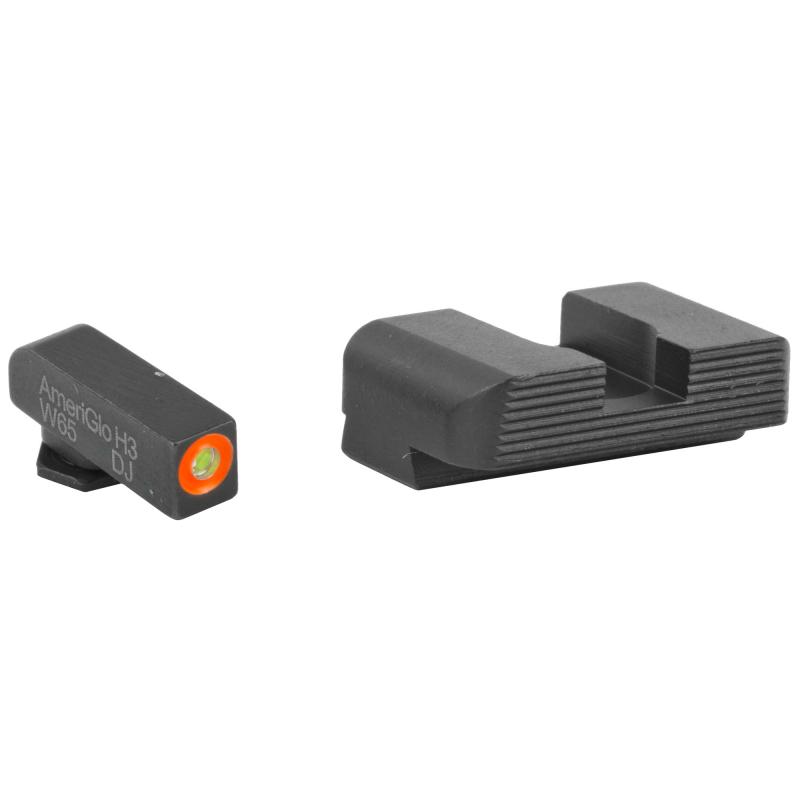 Hackathorn Night Set For Glock 17/19/22 Orange Outline Front Black Serrated Rear