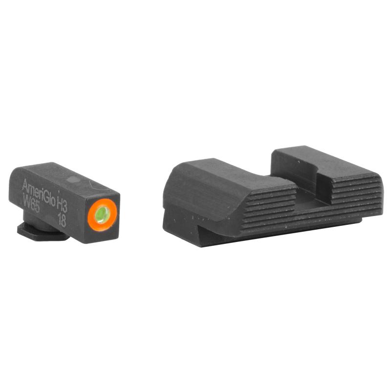 Hackathorn Night Set For Glock 43 Orange Outline Front Black Rear