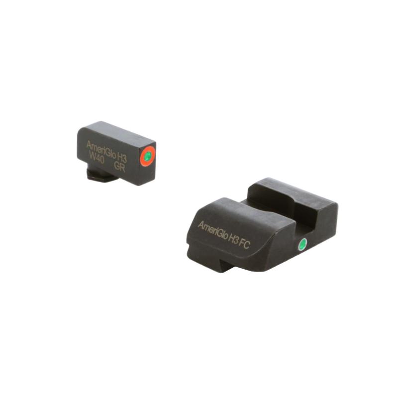 I-Dot, Single Dot, Night Sight, For Glock Gen 5 9/40, Green Front with Orange Outline, Green Rear, Matte Finish, Black GL-5201