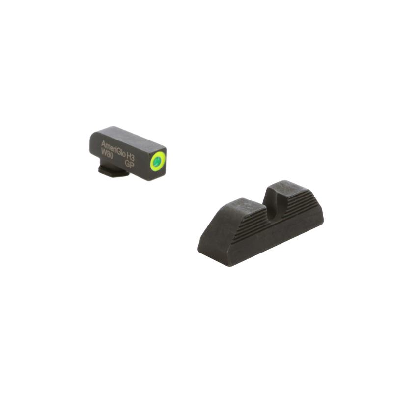 Protector, Night Sight, For Glock Gen 5 9/40, Green Front with LumiGreen Outline, Black Serrated U Notch Rear, Matte Finish, Black GL-5354