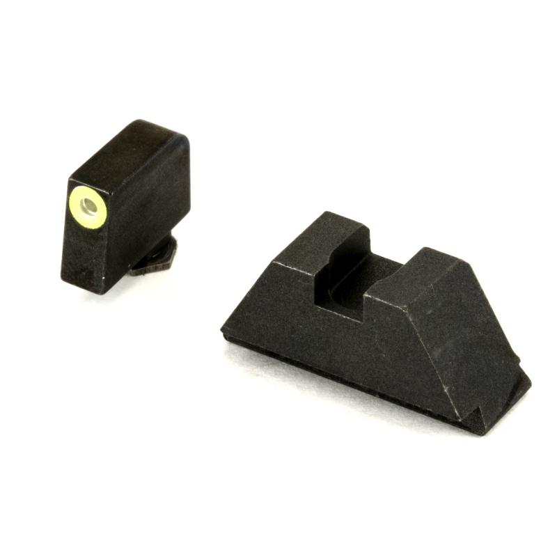 Sight, Fits All Glocks except 42/43, Green Tritium LimeGreenLumi Outline Front Black Rear, Tall Suppressor Set GL-611