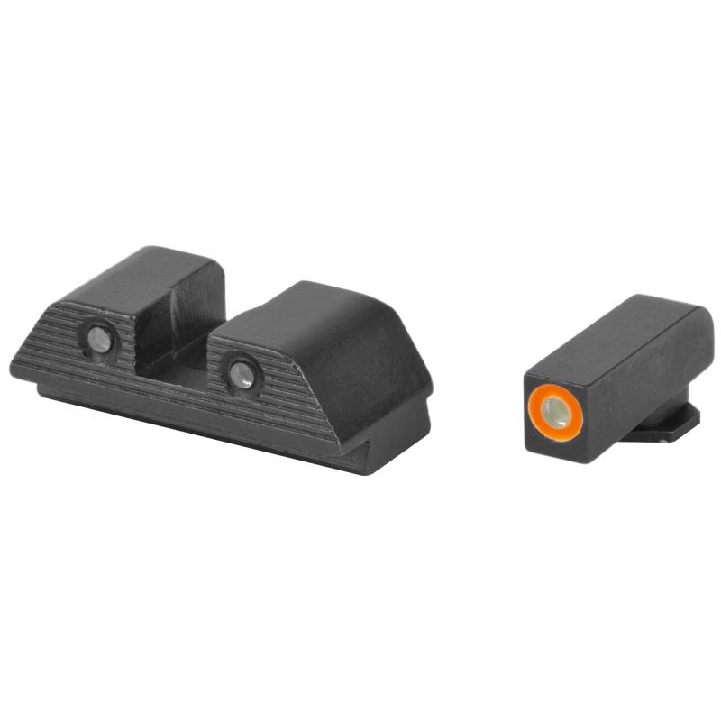 Trooper, Sight, Fits Glk 20,21,29,30,31,32,36, Green Tritium with Orange Outline Front, Green Tritium Black Serrated Rear GL-817