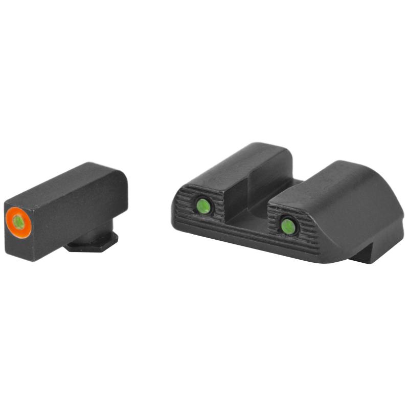 Trooper, Sight, Fits Glock 42 and 43, Green Tritium with Orange Outline Front, Green Tritium Black Serrated Rear GL-823