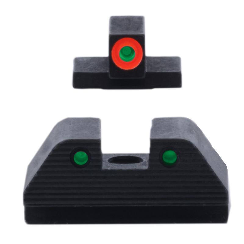 Trooper, Night Sight, For Smith & Wesson M&P M2.0, Green Front with Orange Outline, Green with Black Outline Serrated SQ Rear, Matte Finish, Black SW-817