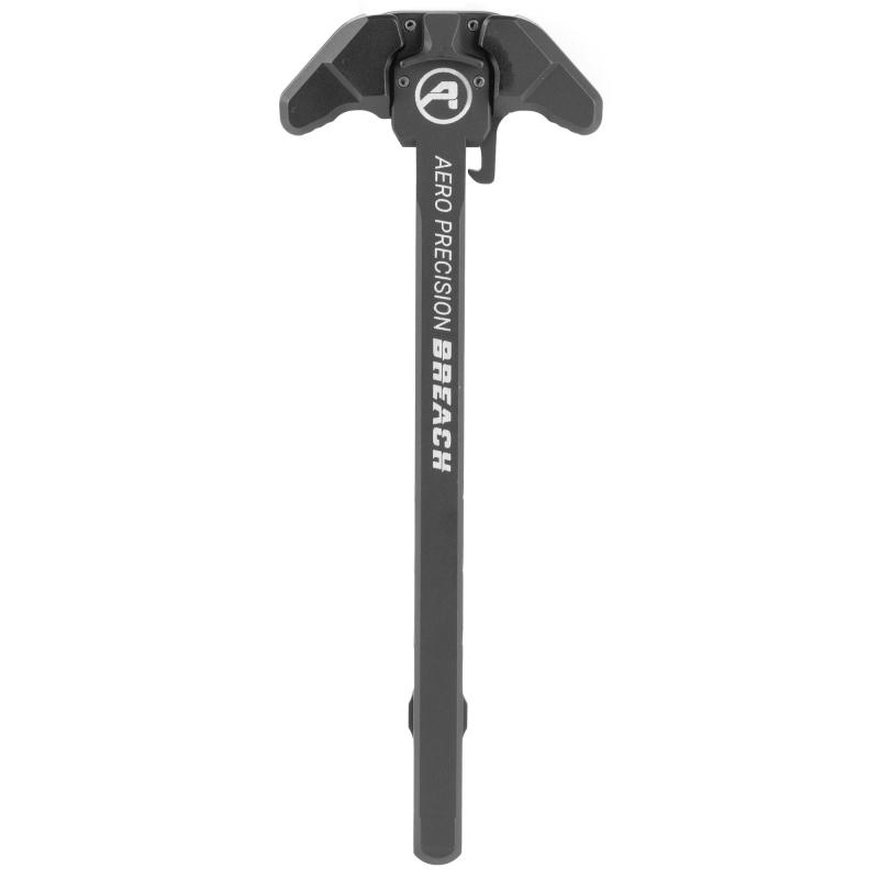 BREACH, AR-15 Charging Handle, Ambidextrous, Small Lever, Gas Deflection Shelf, Anodized Finish, Black APRA700100C