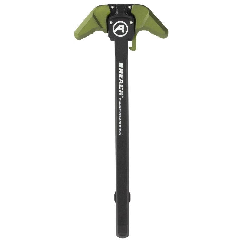 BREACH, AR-15 Charging Handle, Ambidextrous, Large Lever, Gas Deflection Shelf, Anodized Finish, Black and Olive Drab Green APRA700131C